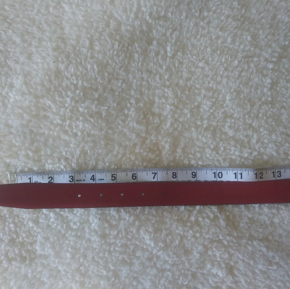 Tumi Reversible Red and Black Leather Belt with Silver Buckle